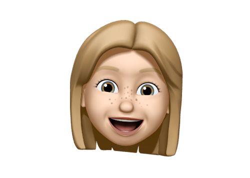 An emoji icon of a blonde woman smiling