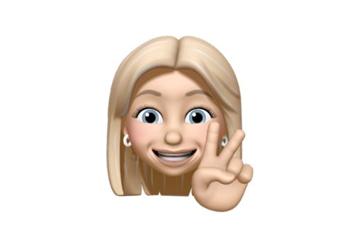 blonde emoji icon holding up a peace sign